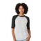 BELLA + CANVAS® Unisex Three-Quarter Sleeve Baseball Tee Raglan Contrast Sleeve Lightweight Retail Fit Shirt